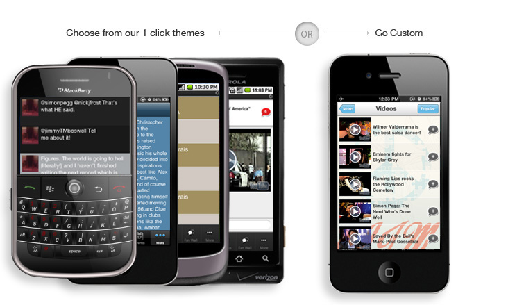 change themes in iphone apps, android apps, blackberry apps, and mobile web apps